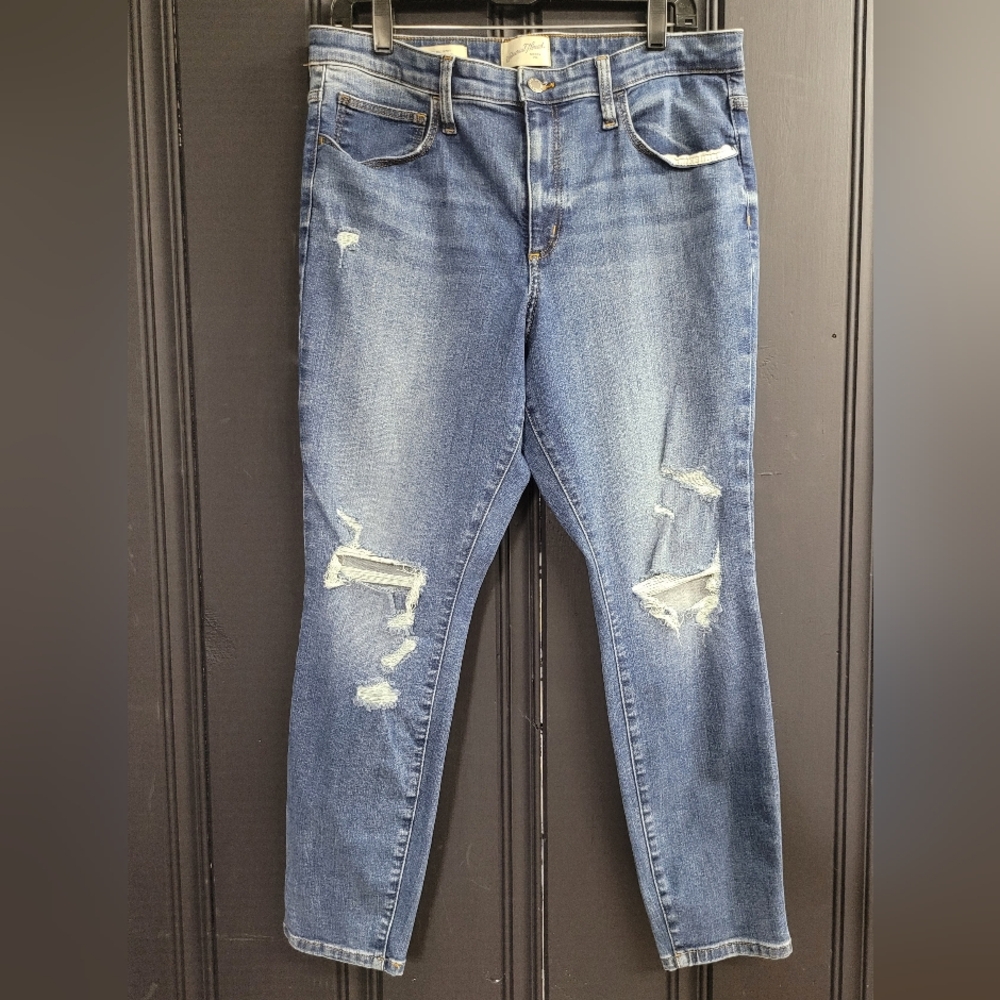 Distressed High Rise Skinny  Denim Jeans